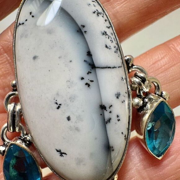 Silver Dendritic agate pendant necklace - Picture 6 of 12